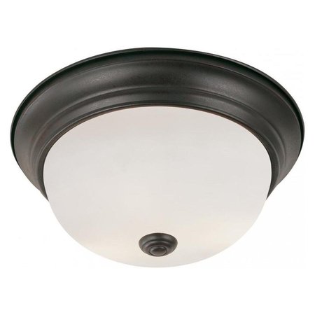 TRANS GLOBE Three Light Rubbed Oil Bronze White Frosted Glass Bowl Flush Mount PL-13719 ROB